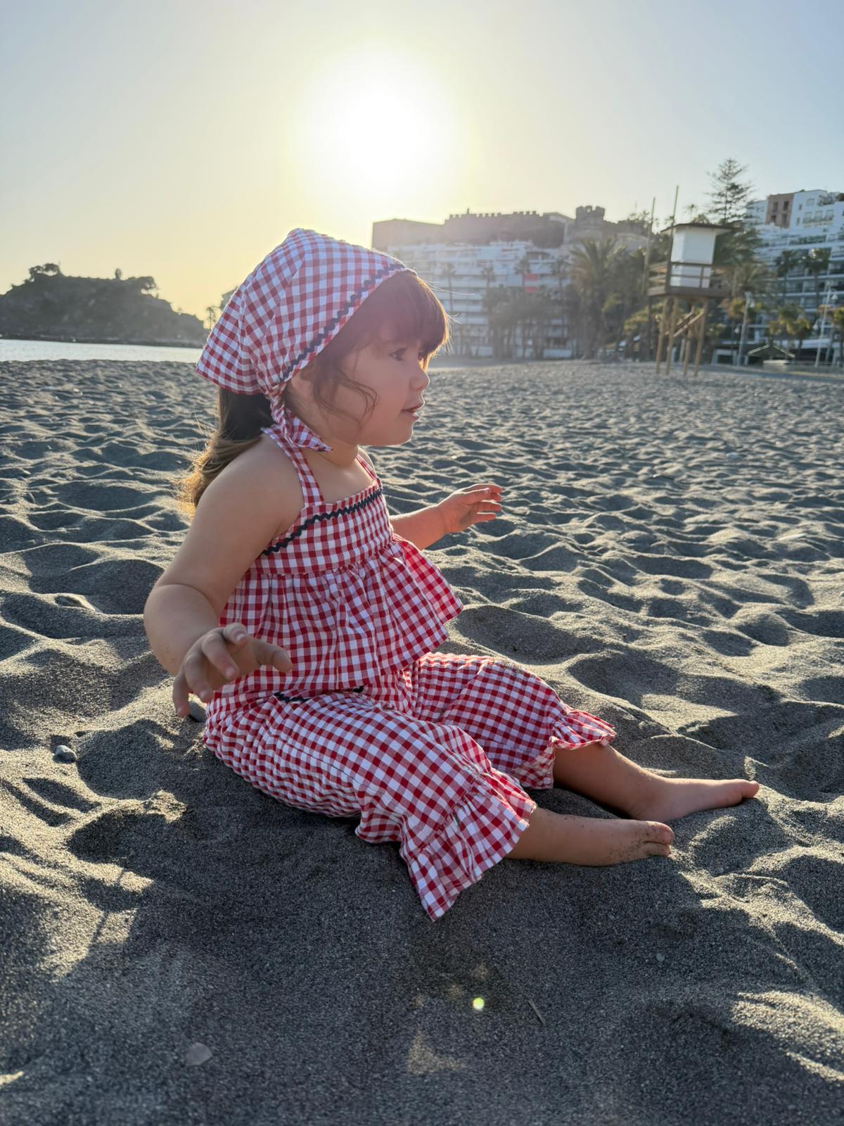 Top Vichy rojo niña