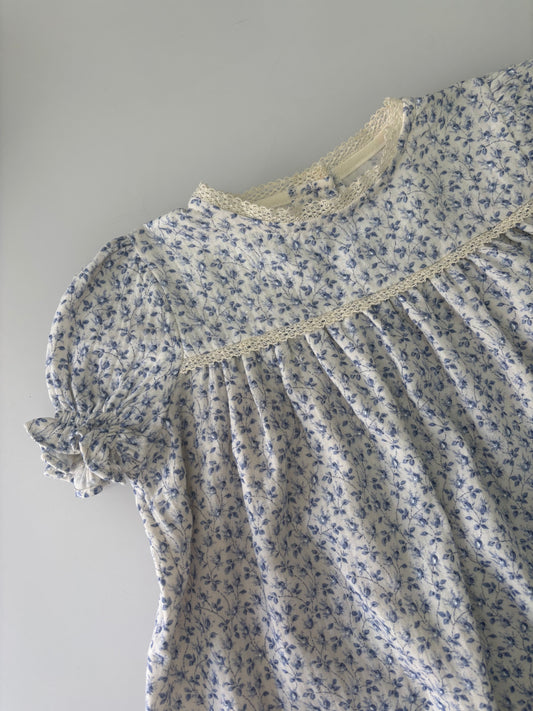 Vestido flores azules MANGA CORTA