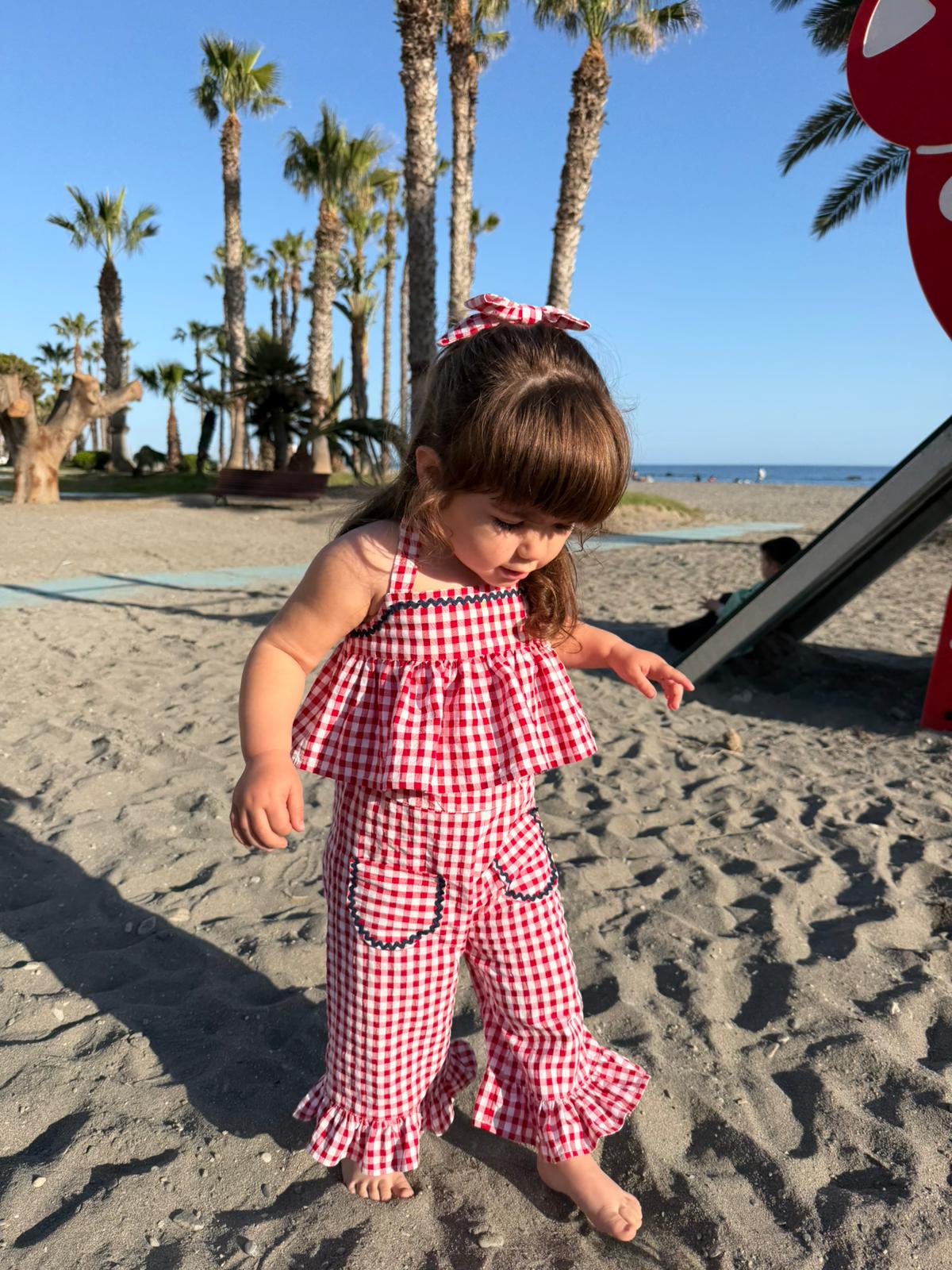 Top Vichy rojo niña