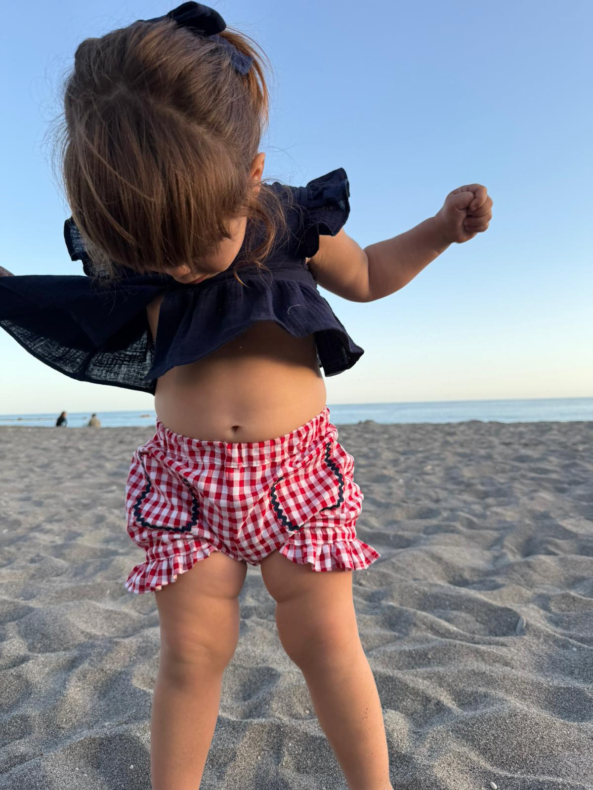 Pantalón corto Vichy niña