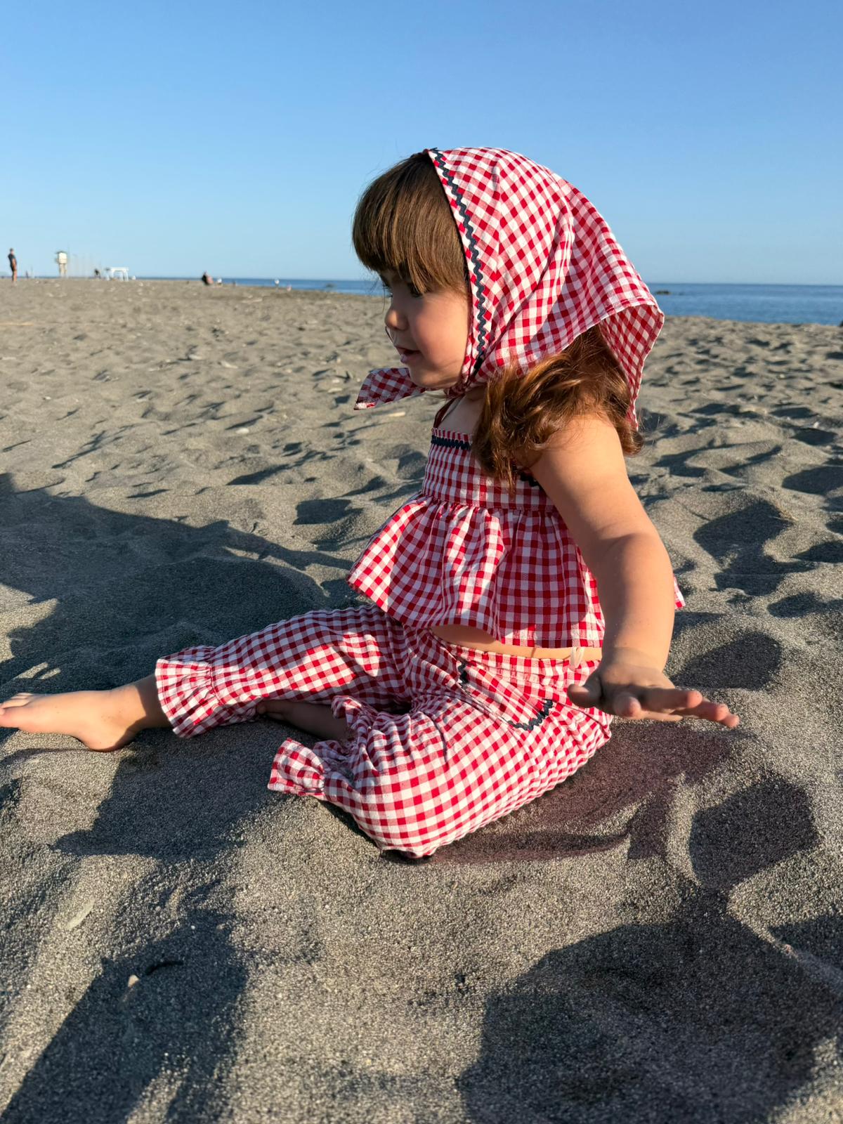 Top Vichy rojo niña