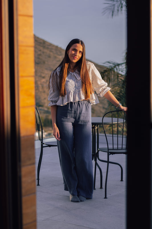 Camisa volantes flores mujer