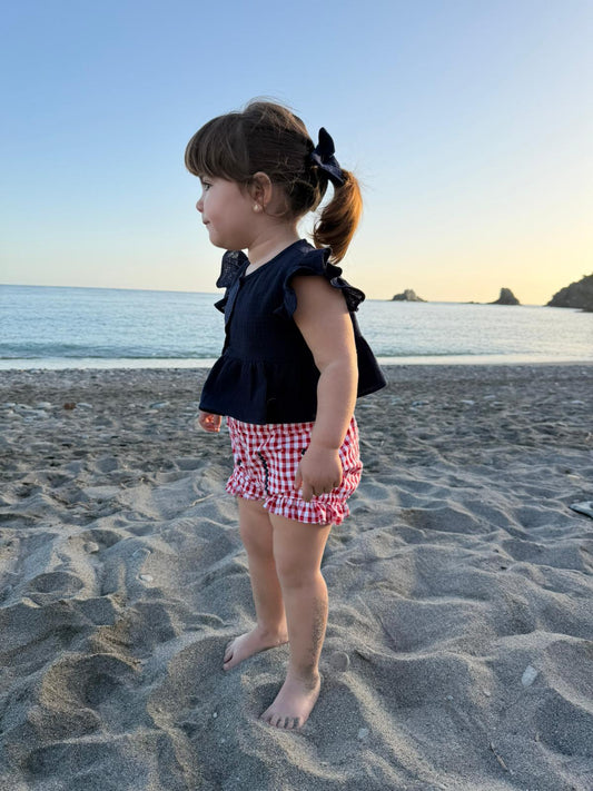 Pantalón corto Vichy niña