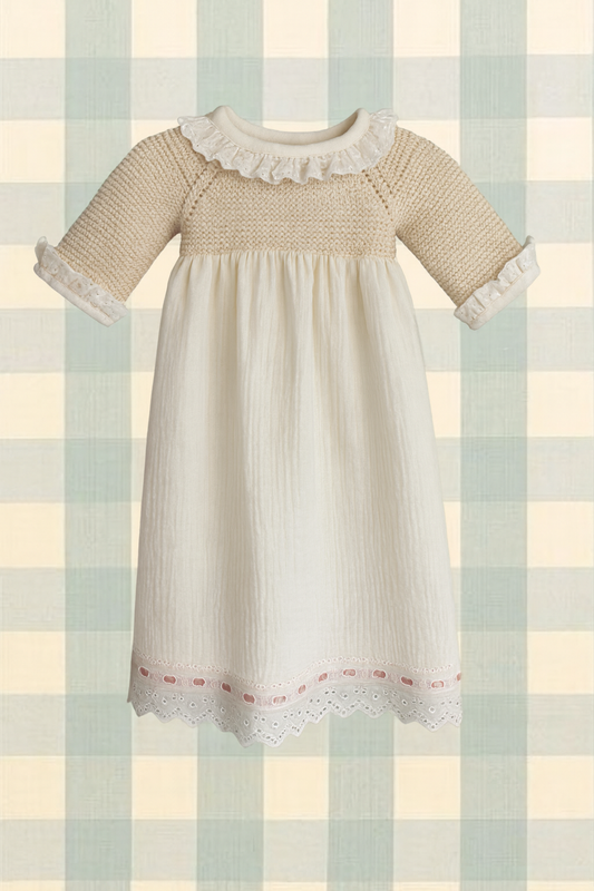 Faldón manga larga rosa