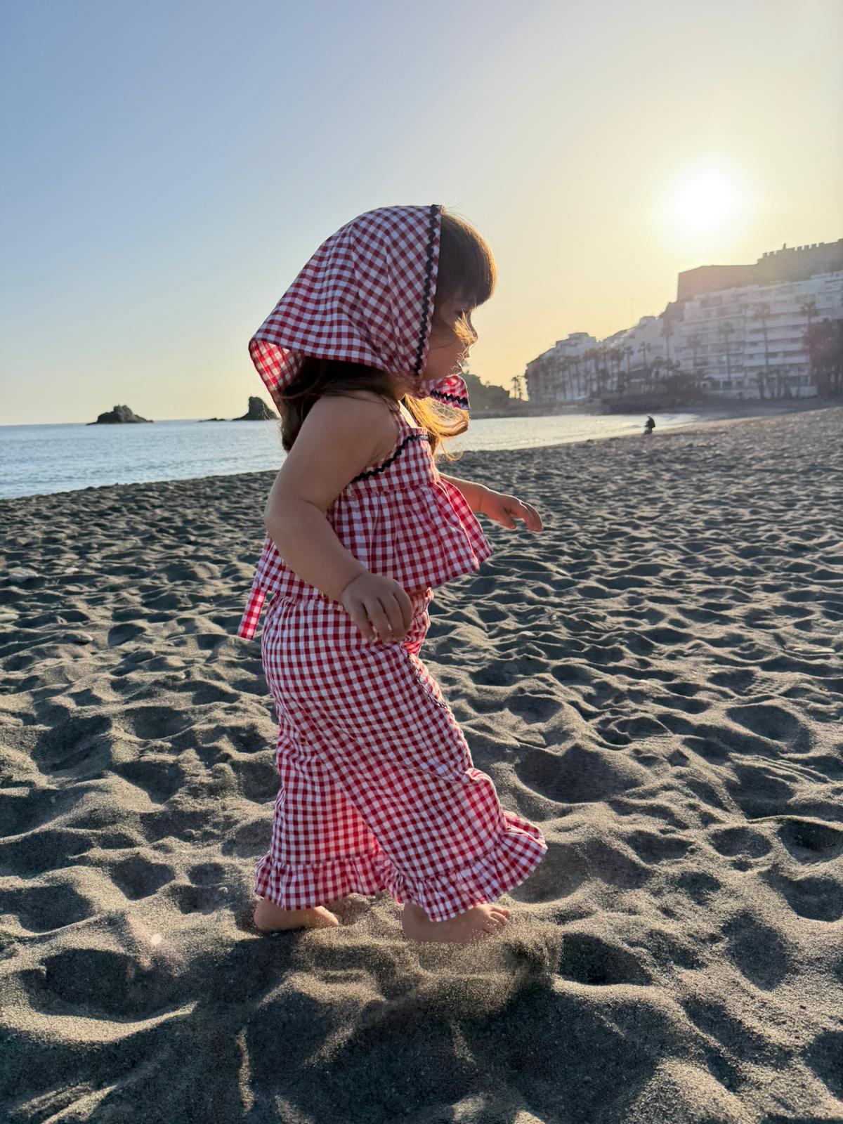 Top Vichy rojo niña